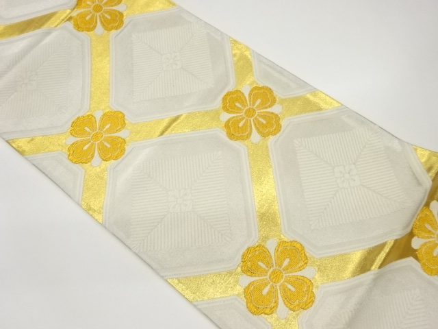 JAPANESE KIMONO / VINTAGE FUKURO OBI / WOVEN FLOWER RHOMBUS